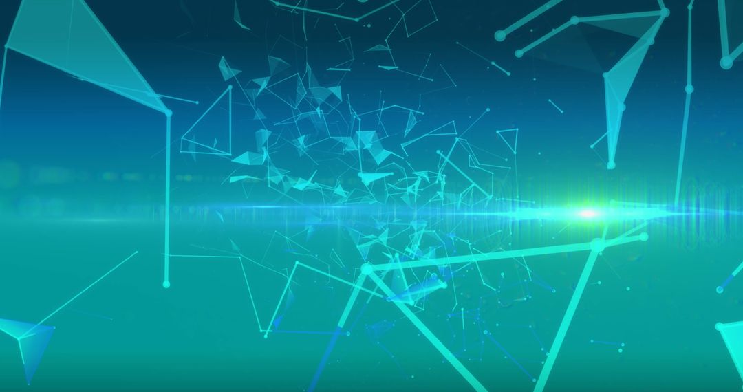 Abstract Geometric Network on Glowing Digital Background