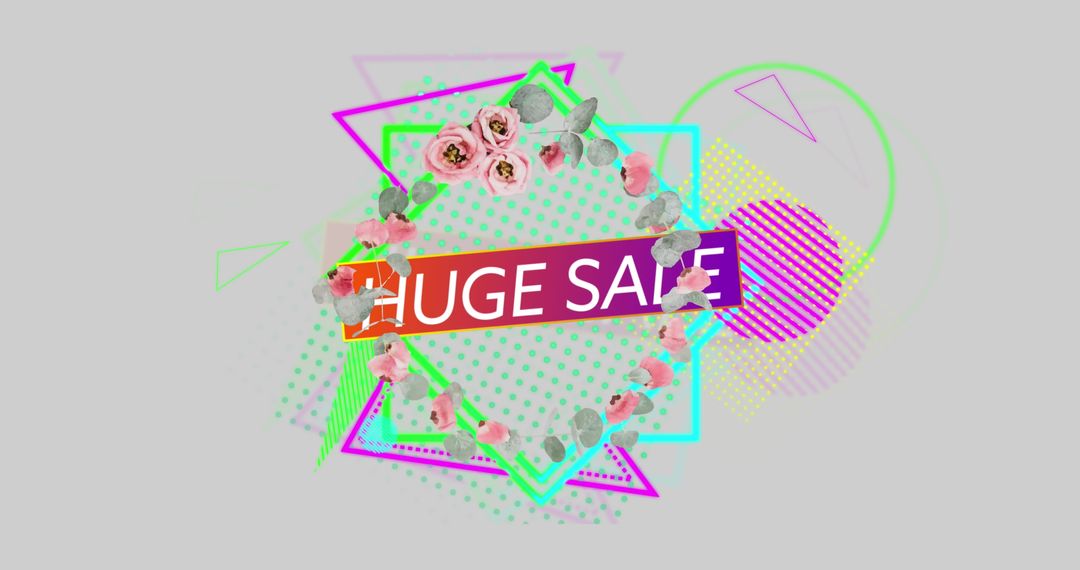 Huge Sale Abstract Design with Flowers and Vibrant Shapes