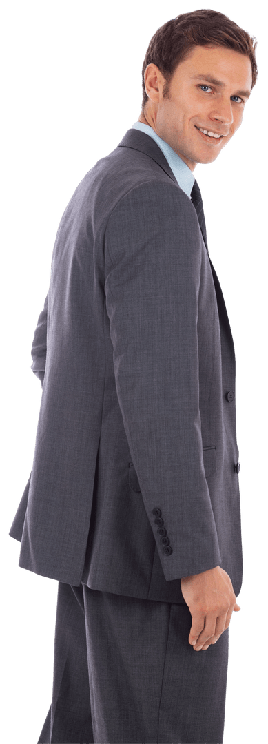 Professional Smiling Businessman in Gray Suit Transparent Background