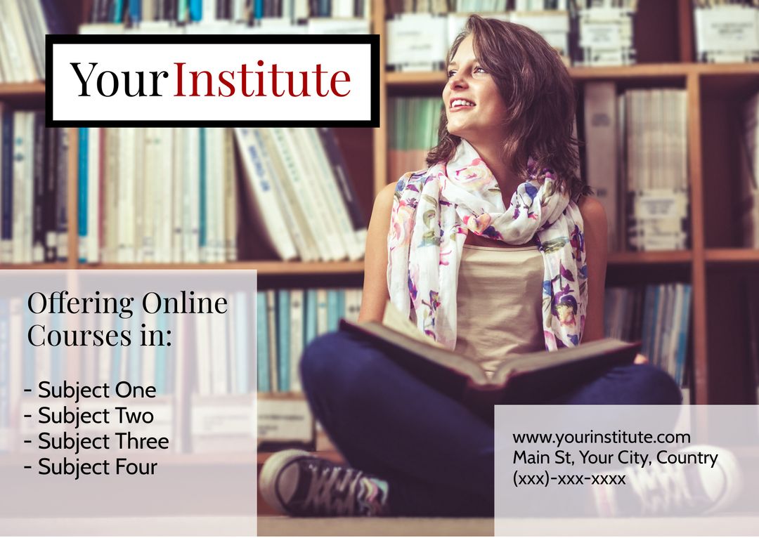 Student Reading Book Promoting Online Education Opportunities