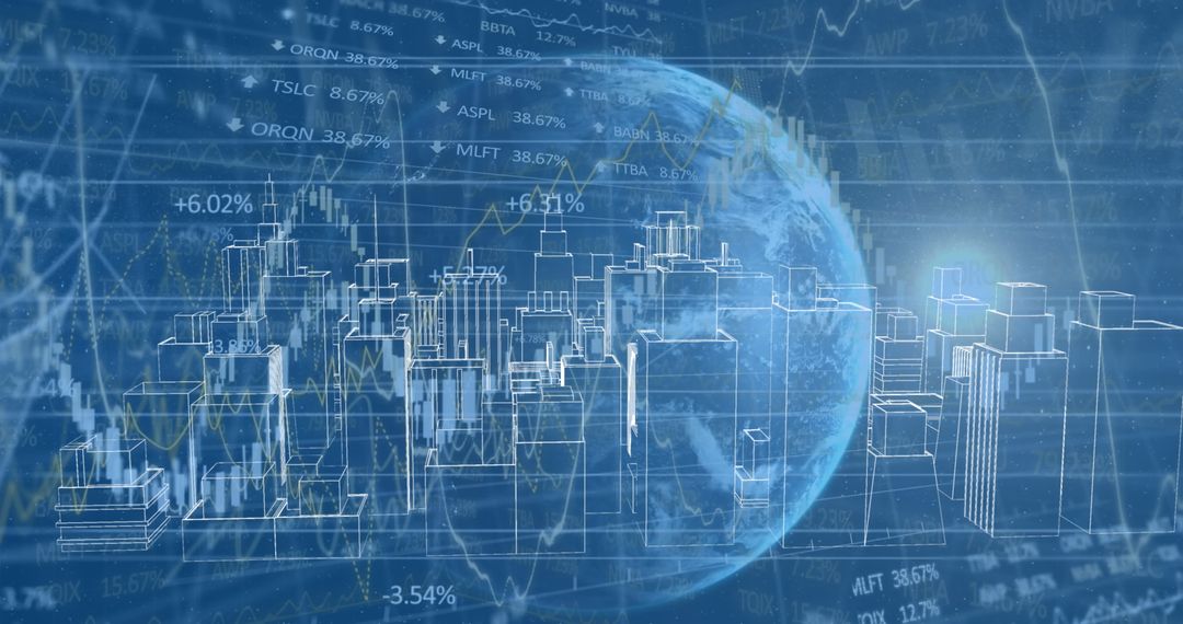 Global Financial Data Processing with 3D Cityscape Overlay