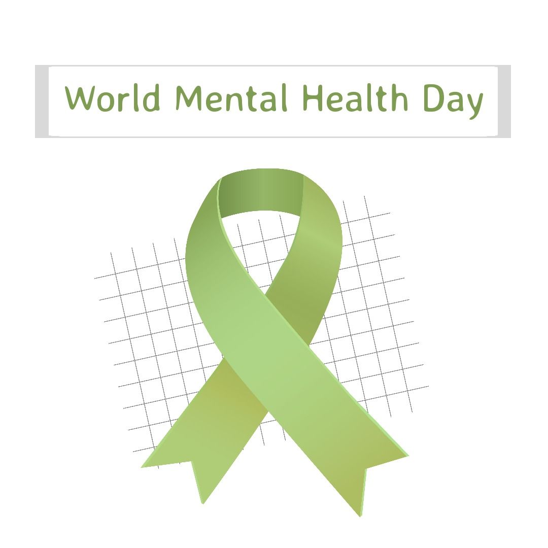Illustration of green ribbon with world mental health day text on white background, copy space - Download Free Stock Templates Pikwizard.com
