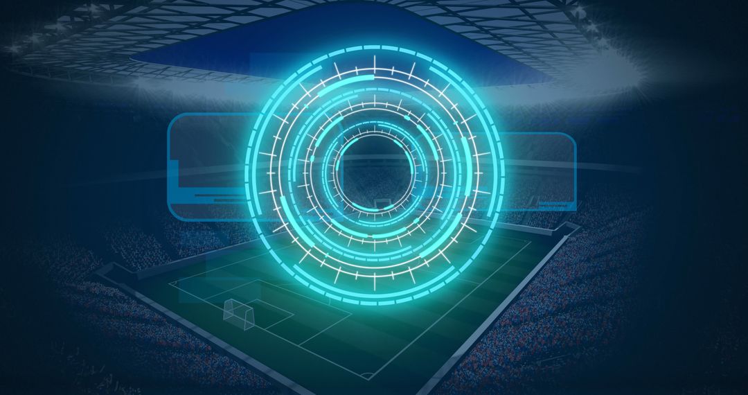 Futuristic Data Interface Overlay in Sports Stadium