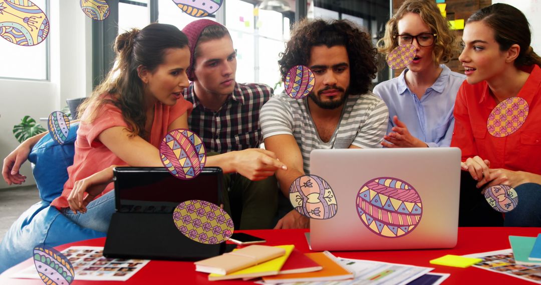 Creative Team Collaborating in Modern Office Lounge