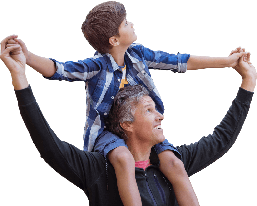 Father and Son Spending Time Together with Joyful Expressions