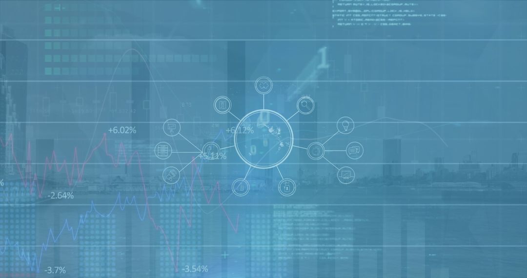 Global Finance Concept with Digital Interface and Cityscape