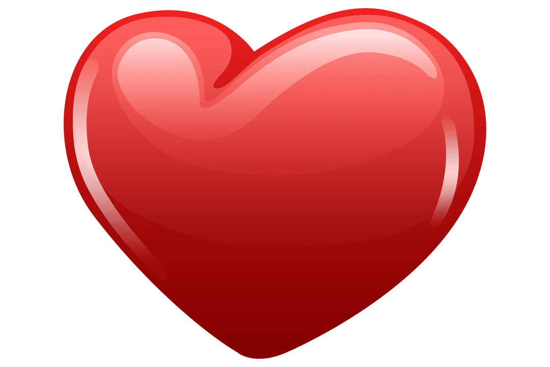 Shiny Red Heart on Transparent Background Glossy Icon