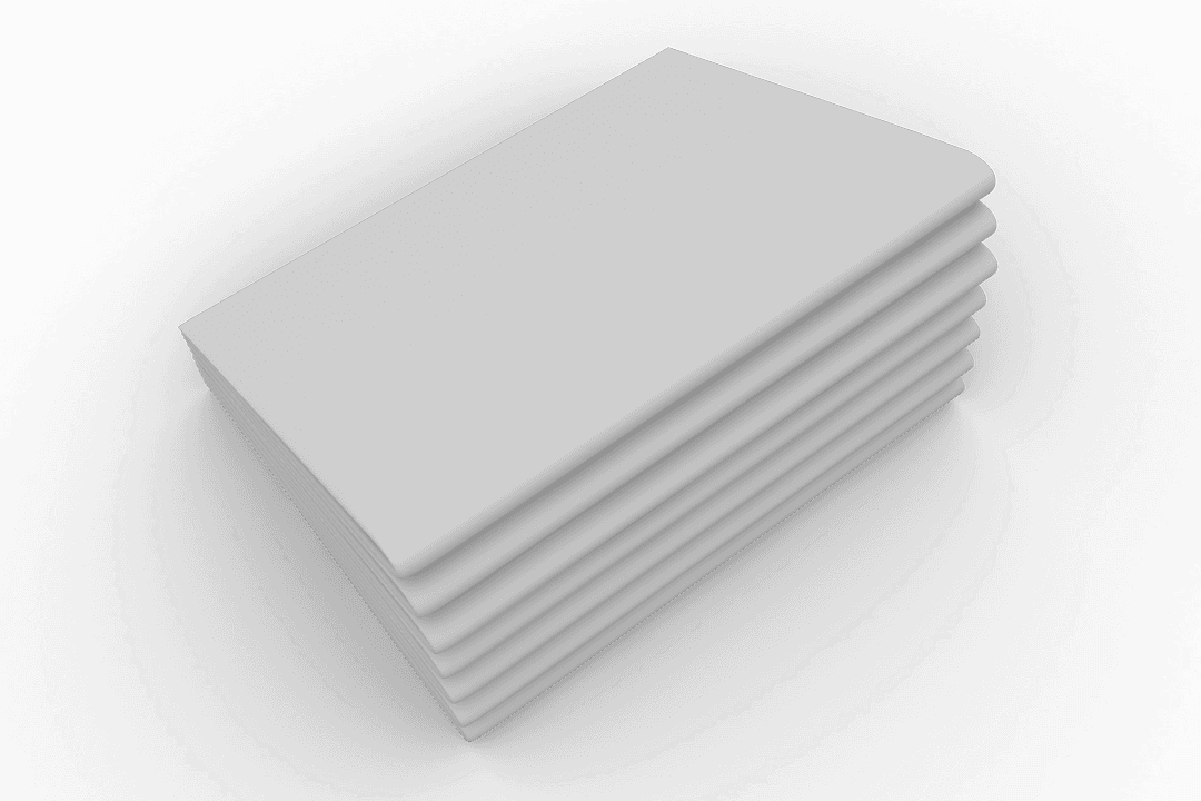 Transparent Stack of Notebooks on White Background