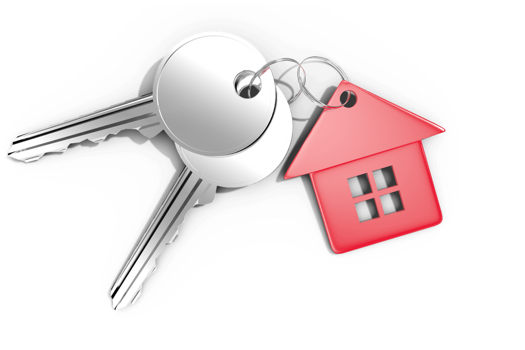 Transparent House Keys With Red Home Shaped Key Ring