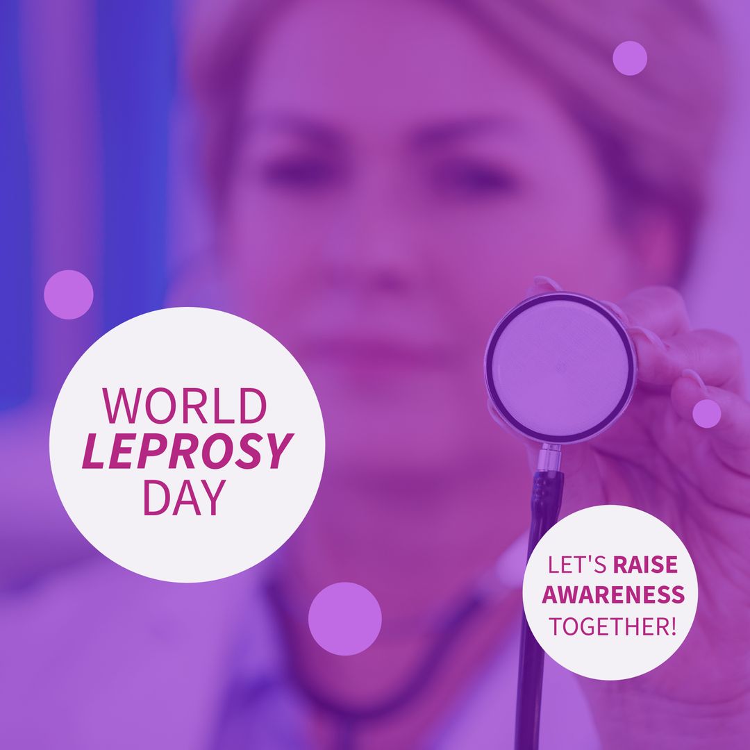 World Leprosy Day Awareness Poster with Female Doctor Holding Stethoscope - Download Free Stock Templates Pikwizard.com