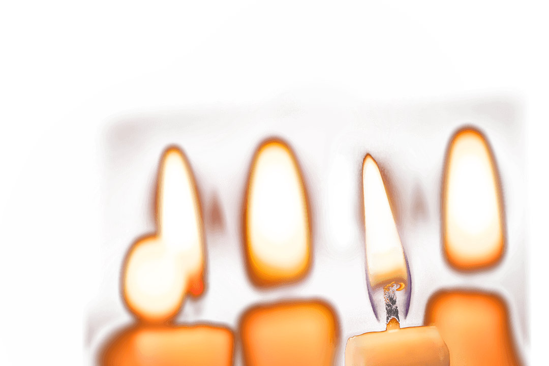 Transparent Lit Candles Digital Illustration on Soft Glow Background