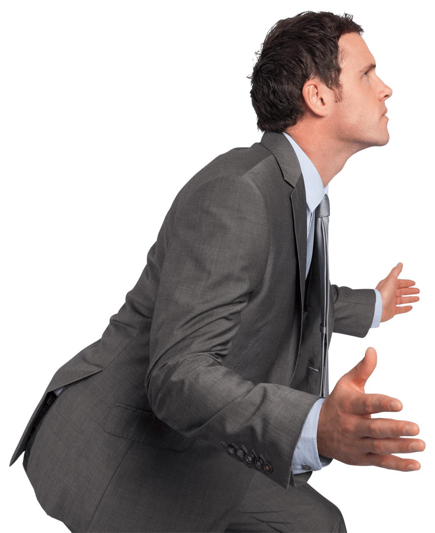 Confident Businessman Striking a Power Pose on Transparent Background