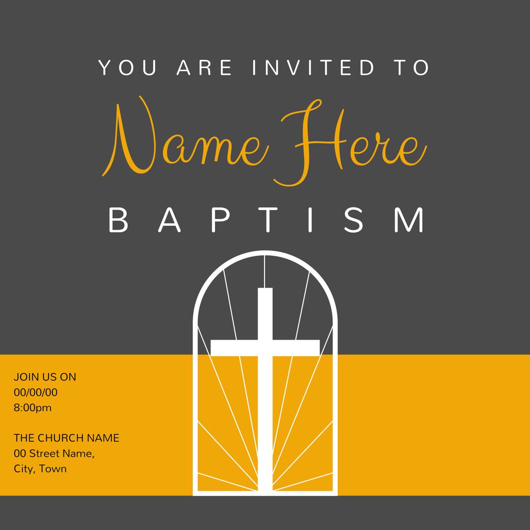 Elegant Baptism Invitation with Cross Symbol - Download Free Stock Images Pikwizard.com