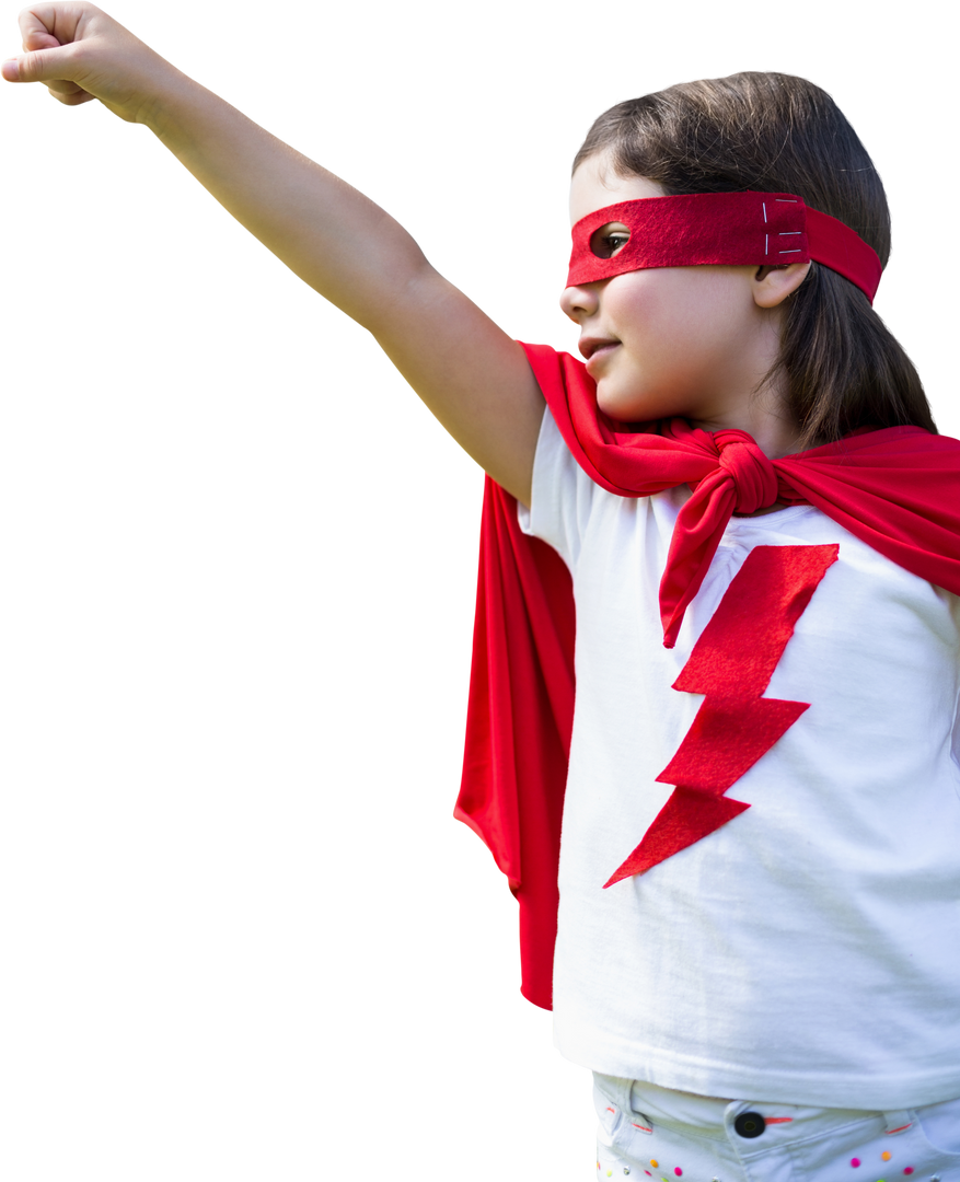 Transparent Young Girl in Red Cape Pretending Superhero - Download Free Stock Images Pikwizard.com