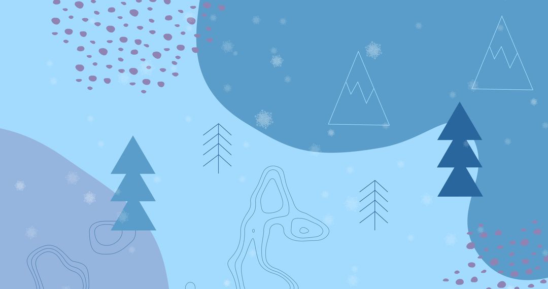 Abstract Winter Landscape with Geometric Tree Shapes