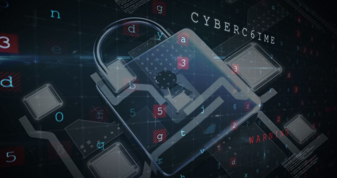 Digital Cybersecurity Concept with Lock Symbol over Data
