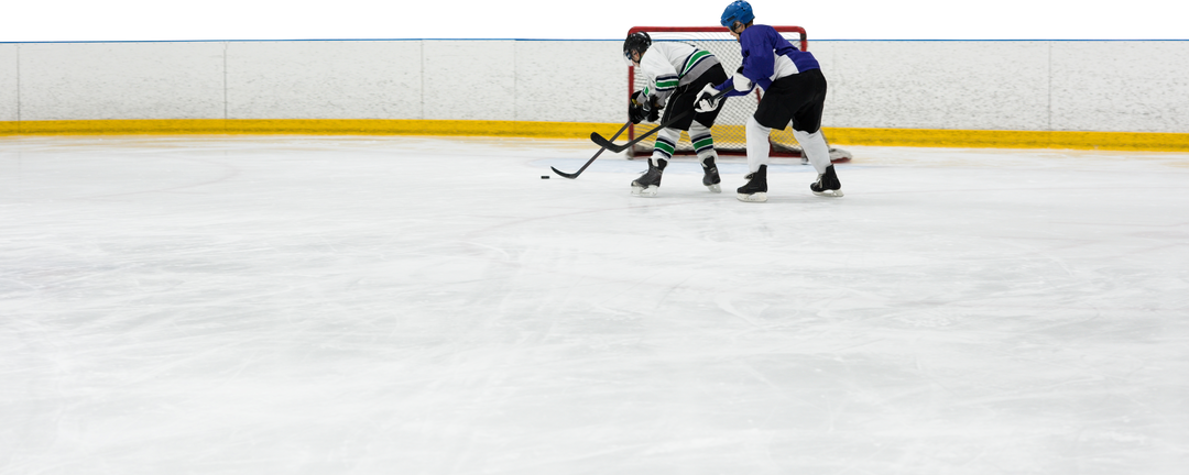 Two Male Players Competing in Ice Hockey Rink with Transparent Background - Download Free Stock Images Pikwizard.com