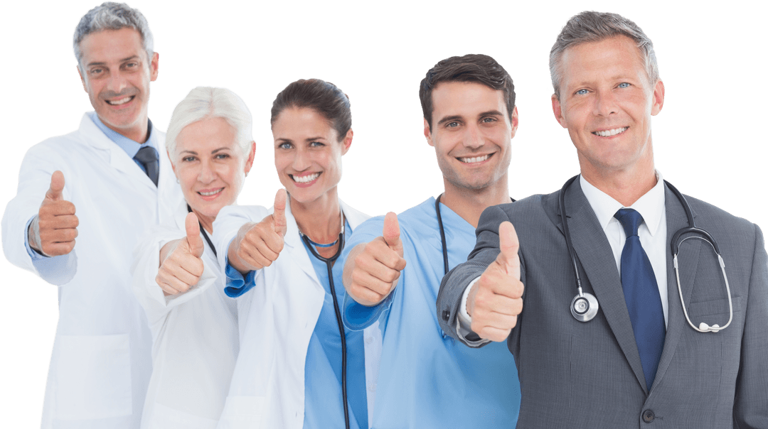 Transparent Medical Team Showing Approval Thumbs Up Gesture