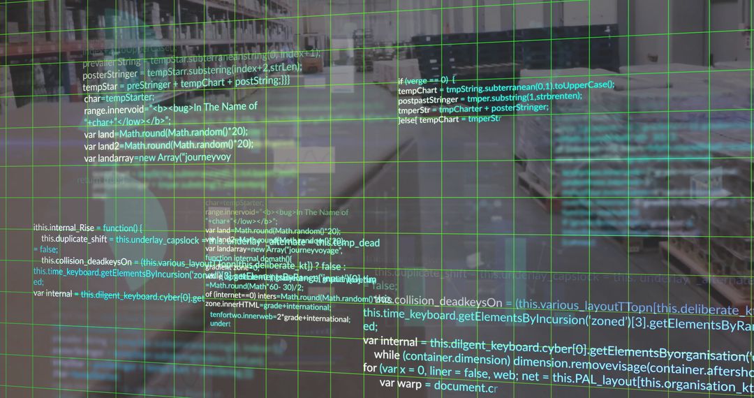 Digital Data Visualizations Overlaid on Modern Warehouse Scene