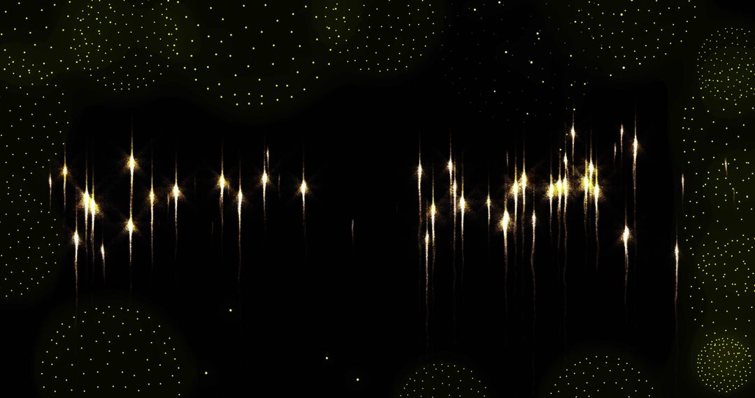 Sparkling Light Trails over Abstract Shapes on Black Background
