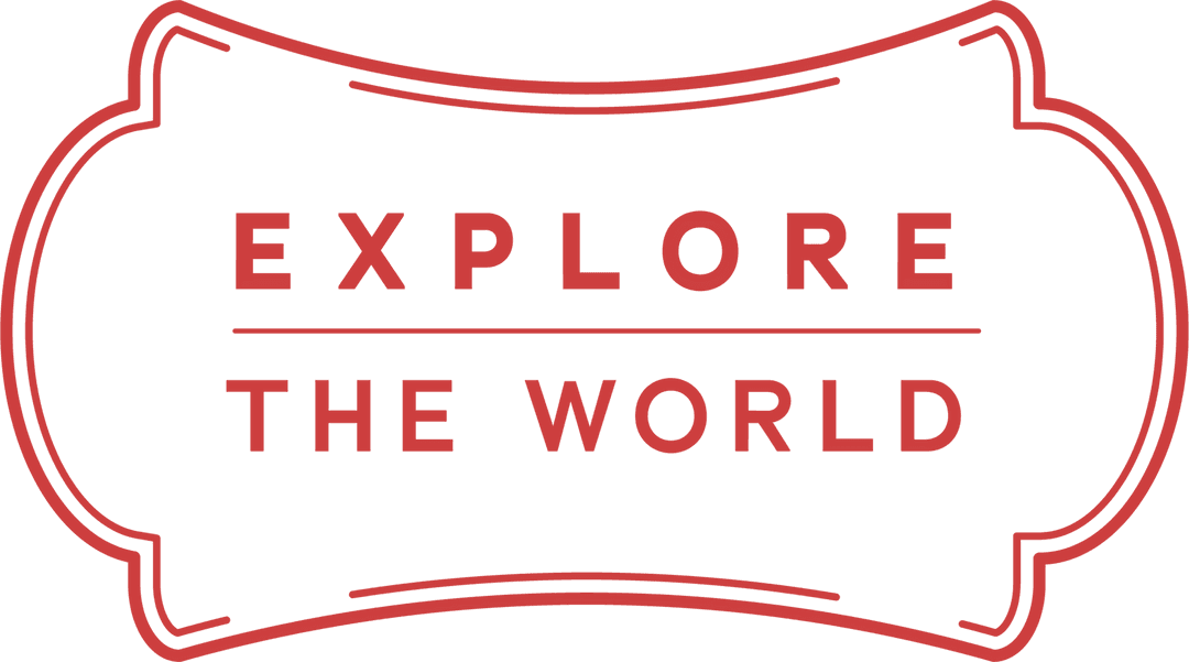 Red Travel Badge with Explore the World Text on Transparent Background
