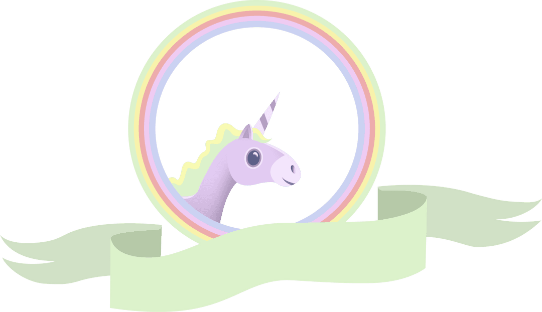 Transparent Rainbow Circle Unicorn Graphic with Ribbon