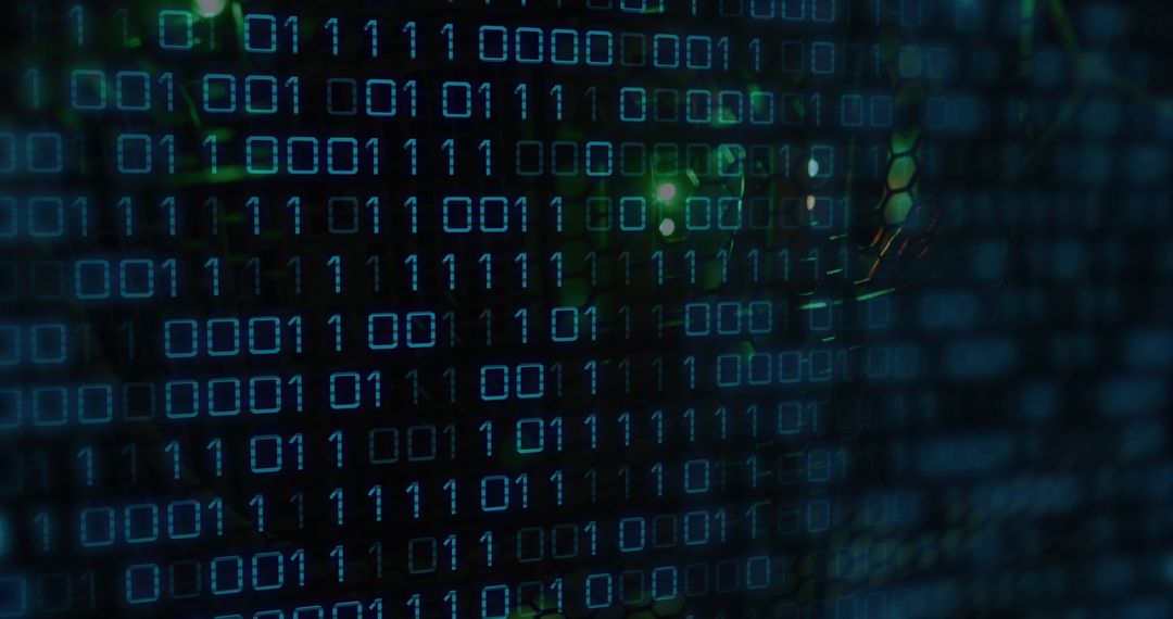 Binary Code Virtual Background in Dark Server Room Ambience