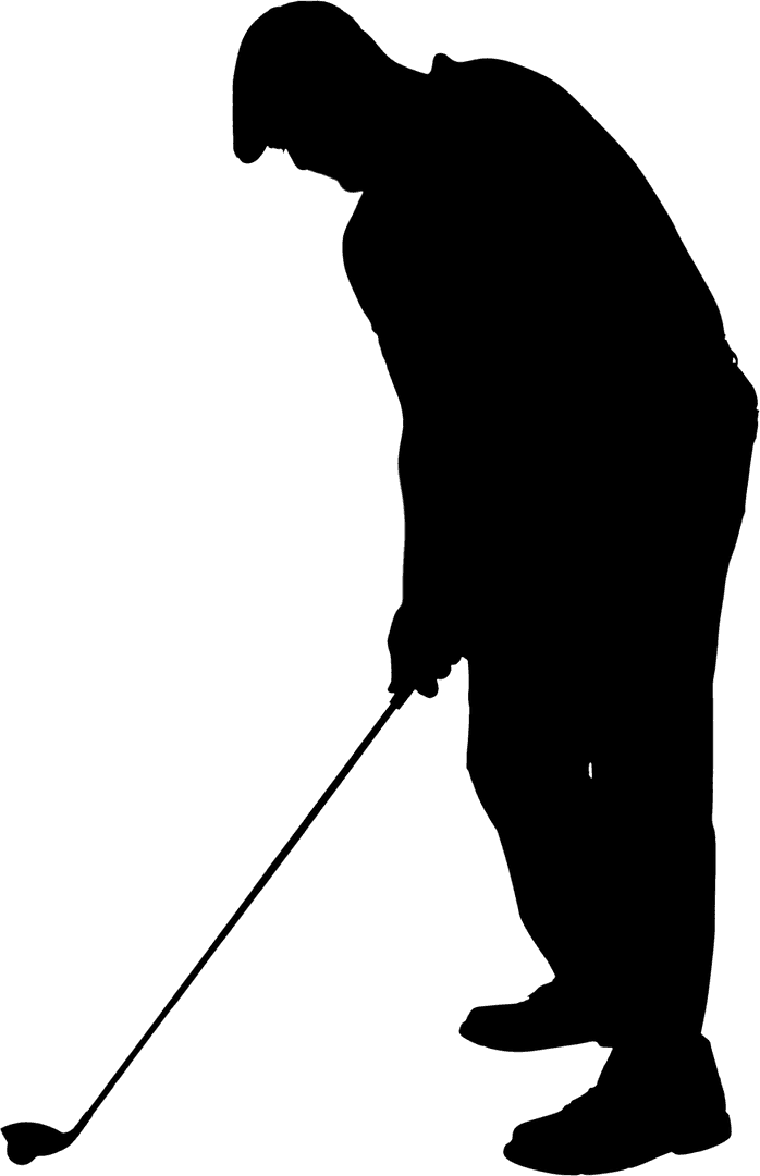Golfer Swinging Silhouette on Transparent Background