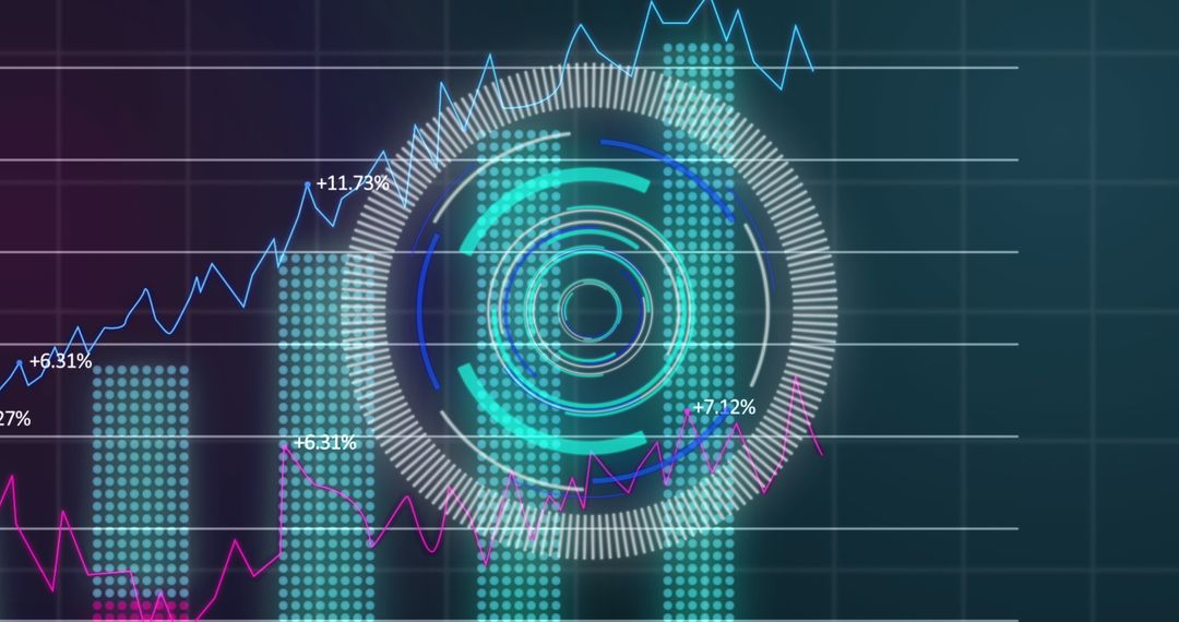 Futuristic Financial Data Processing with Digital Interface Elements