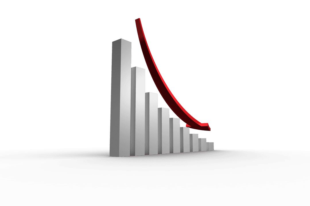 Transparent Declining Bar Chart with Red Arrow Indicating Decrease - Download Free Stock Images Pikwizard.com