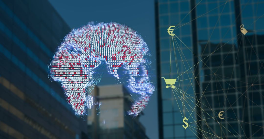Global Business Concepts with Digital Interfaces in Urban Backdrop