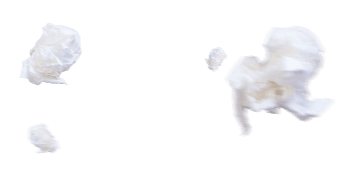 Crumpled White Paper Balls on Transparent Background