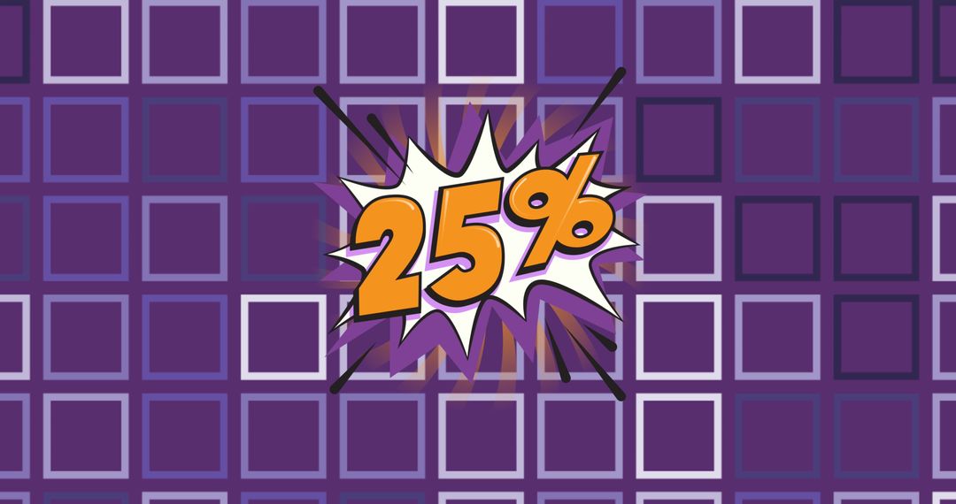 Vibrant 25% Off Sale Text on Dynamic Purple Background