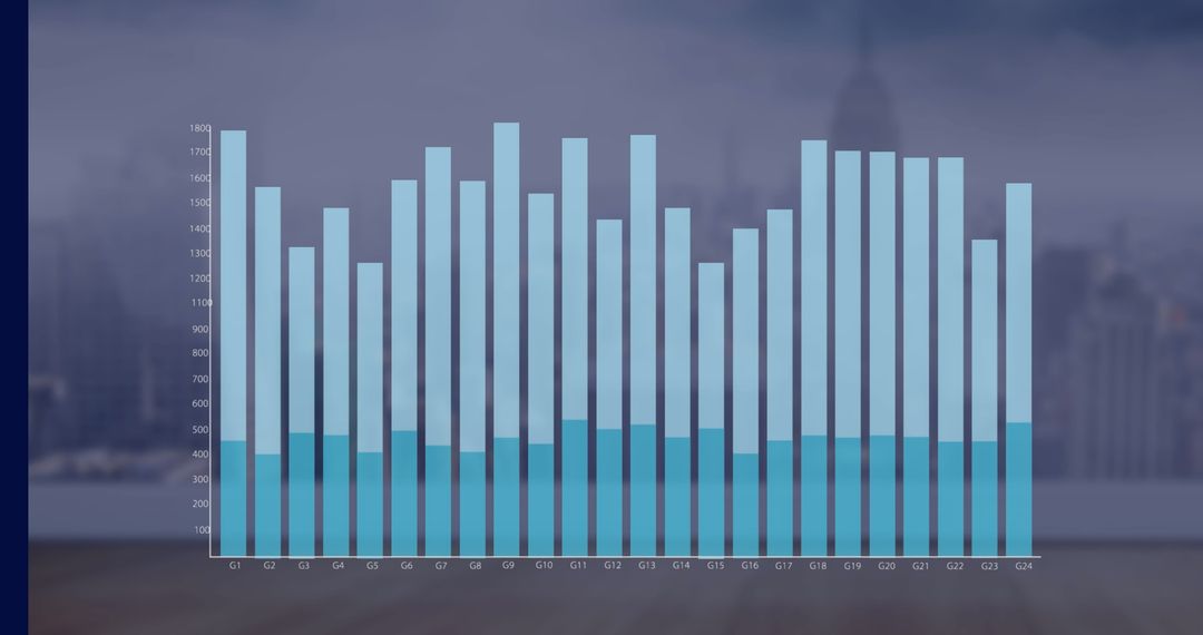 Financial Bar Graph Overlapping Modern City Skyline