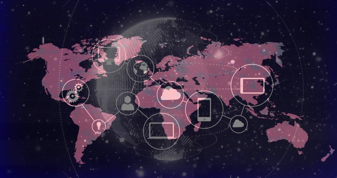 Global Digital Connectivity Concept with Device Icons Overlay