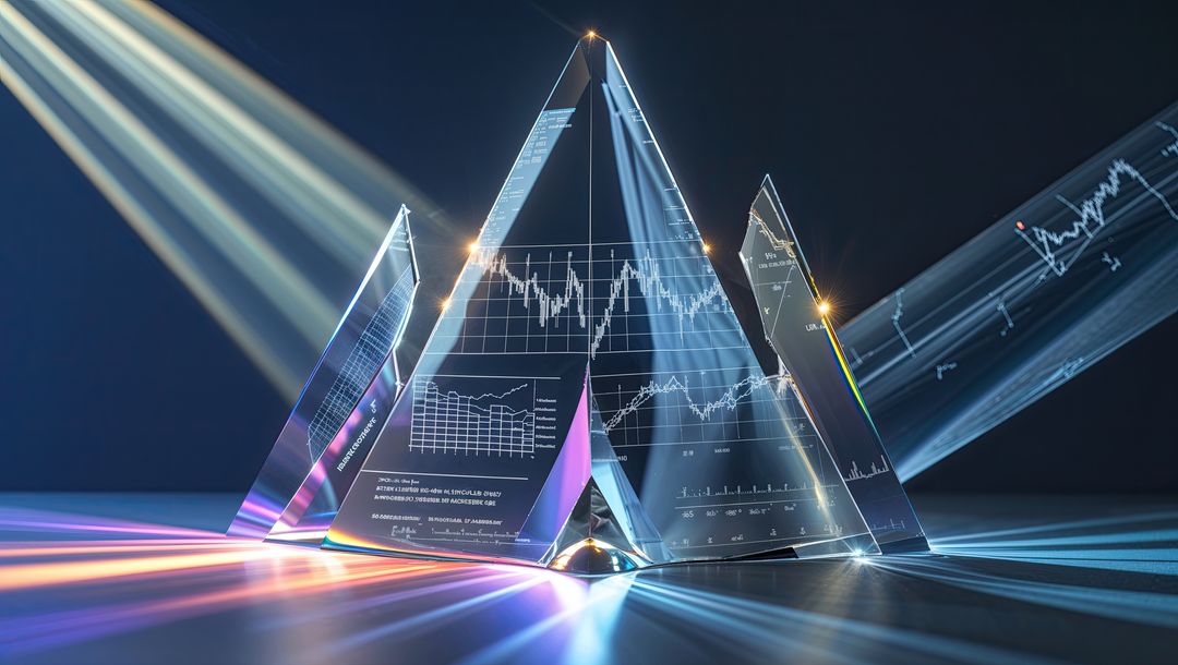 Crystal Prisms Displaying Holographic Data Visualizations