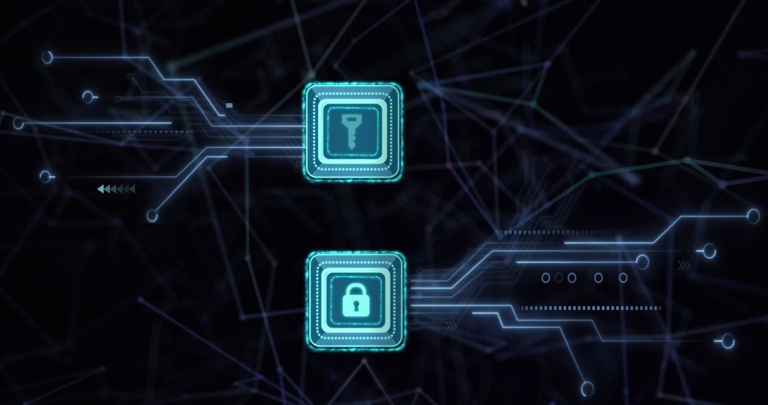 Digital Security Circuit with Padlock and Key