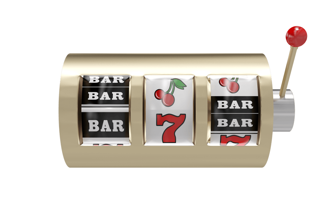 Transparent Slot Machine Illustration with Lucky Icons
