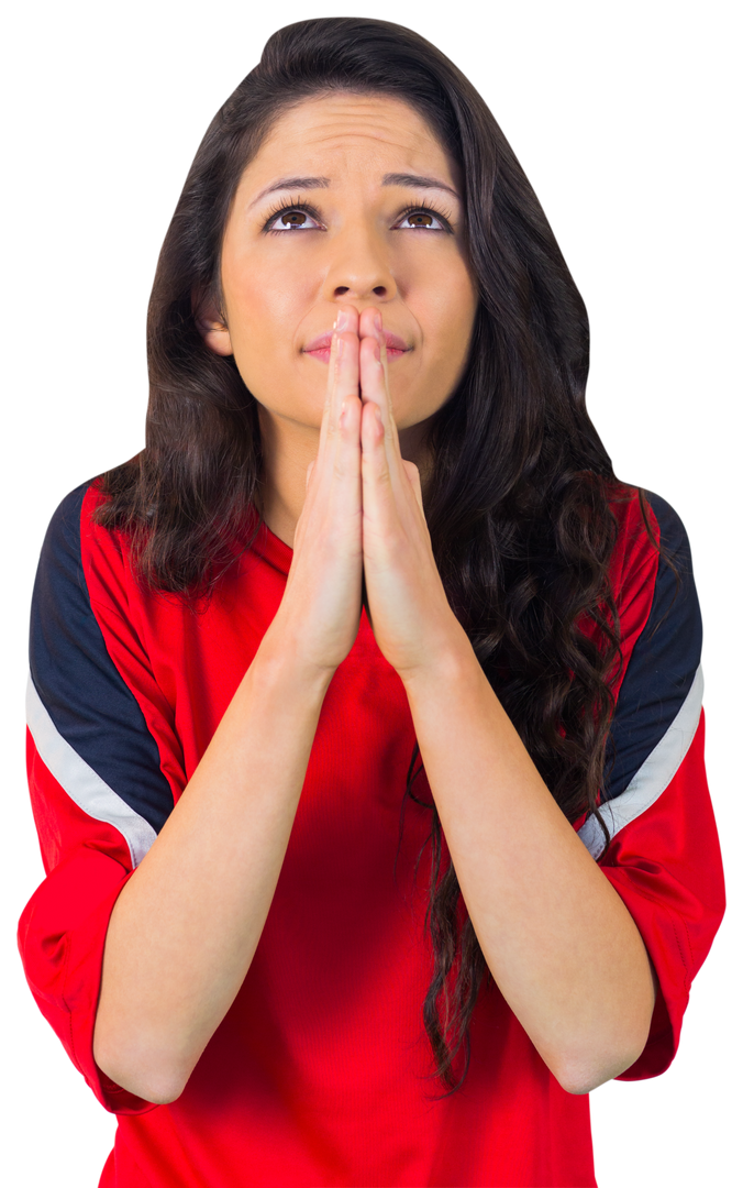 Transparent Nervous Female Football Fan in Red Jersey - Download Free Stock Images Pikwizard.com