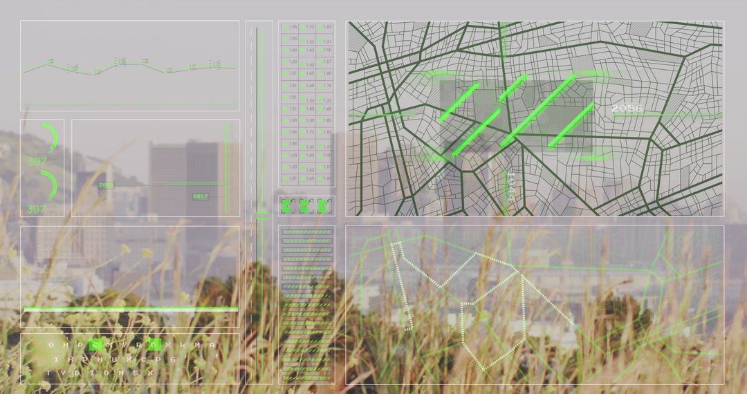 Futuristic Interface Design with Cityscape Background