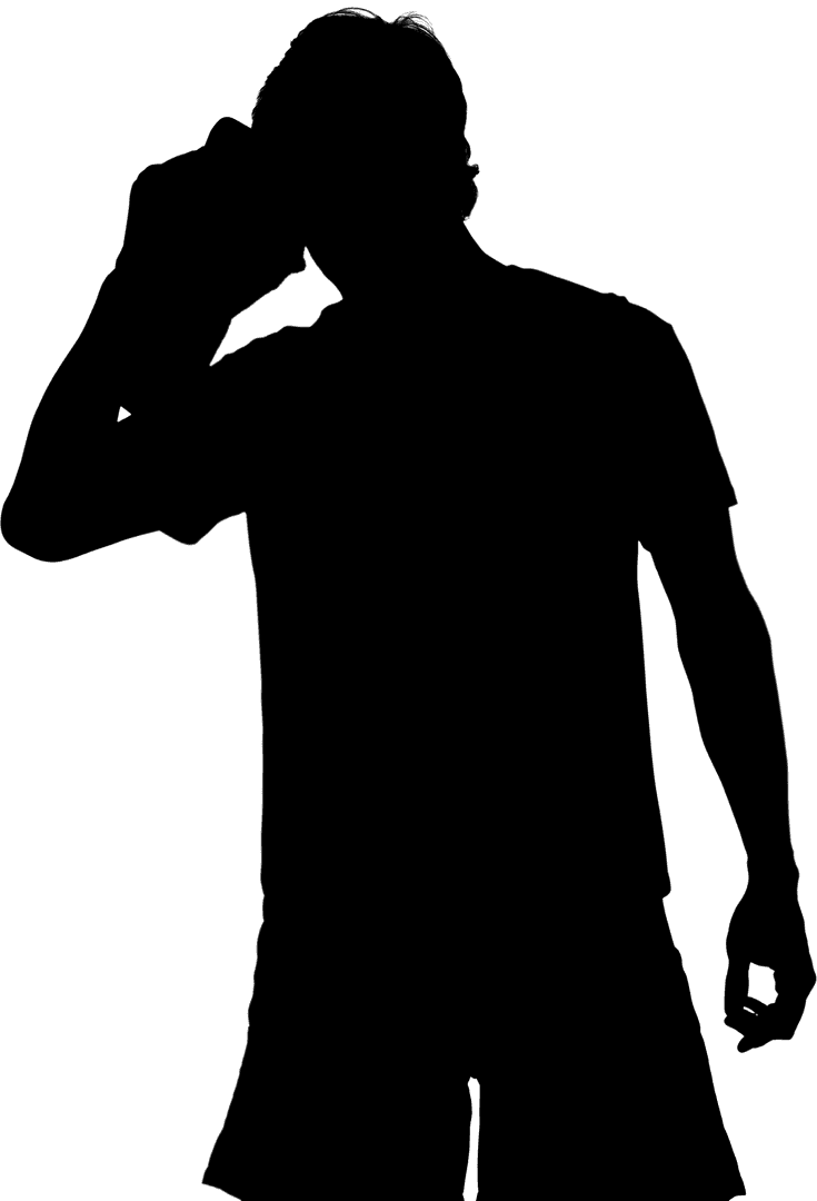 Silhouette of Athletic Man with Towel on Head Transparent