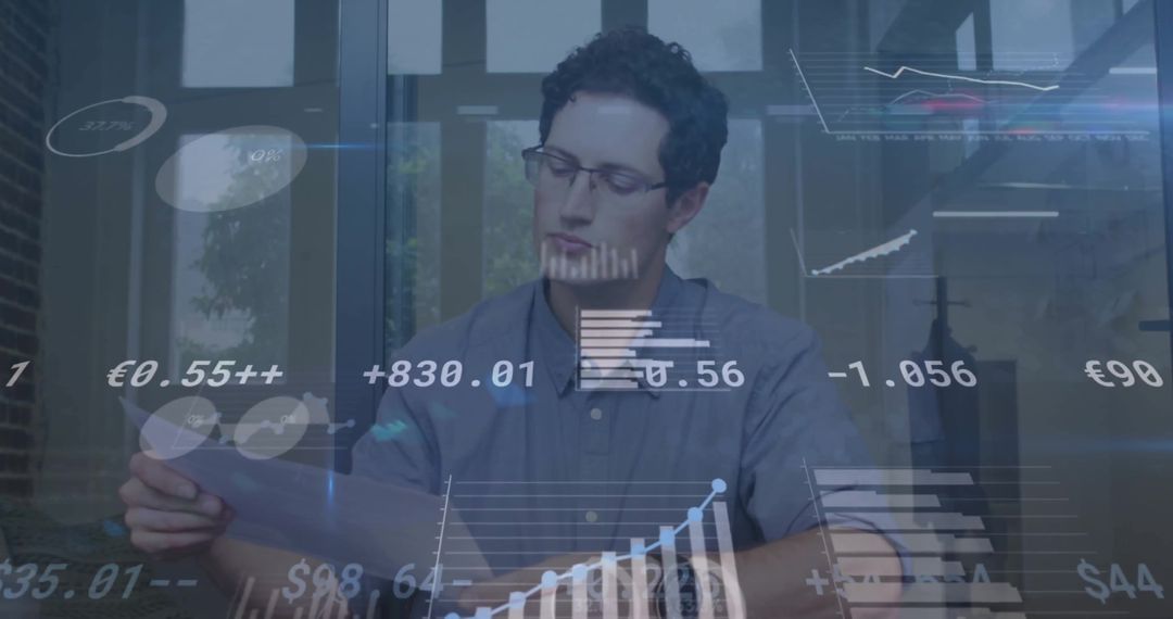 Data-Driven Insights Unfold as Businessman Analyzes Financial Trends