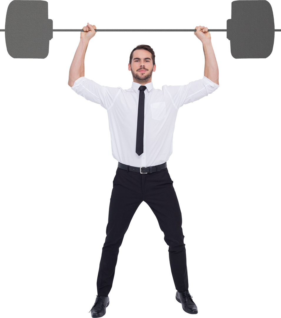 Transparent Businessman Lifting Dumbbell Overhead - Download Free Stock Images Pikwizard.com