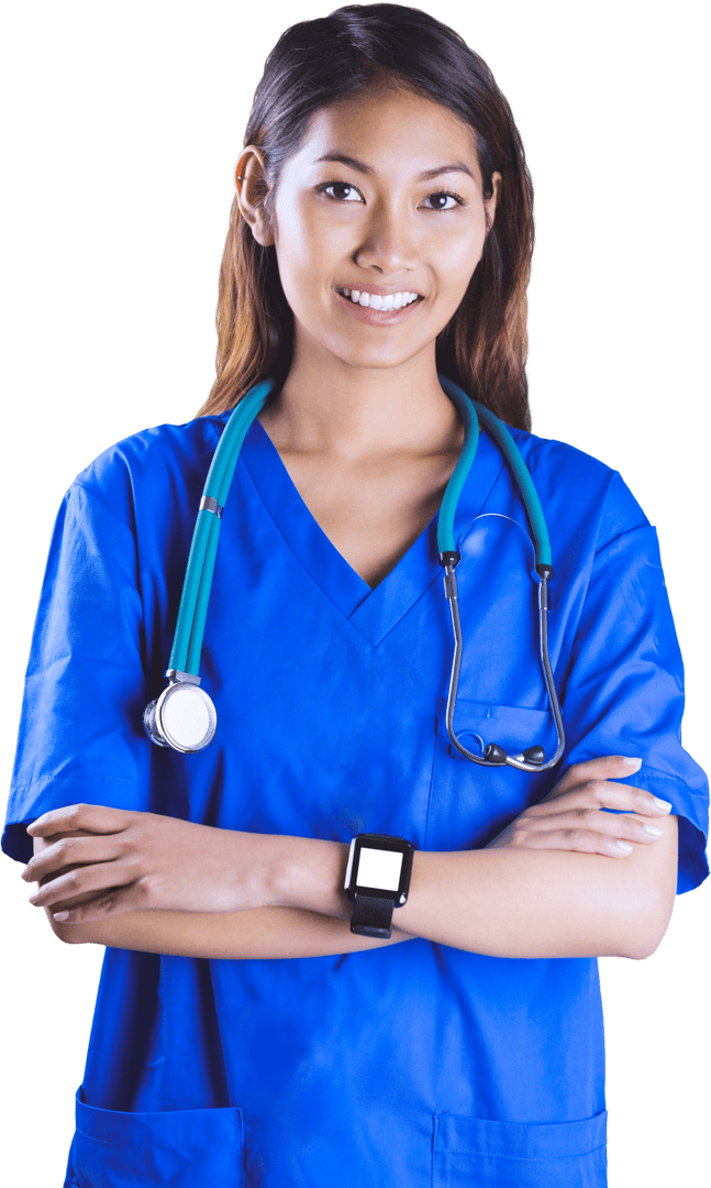 Smiling Asian Nurse with Transparent Background