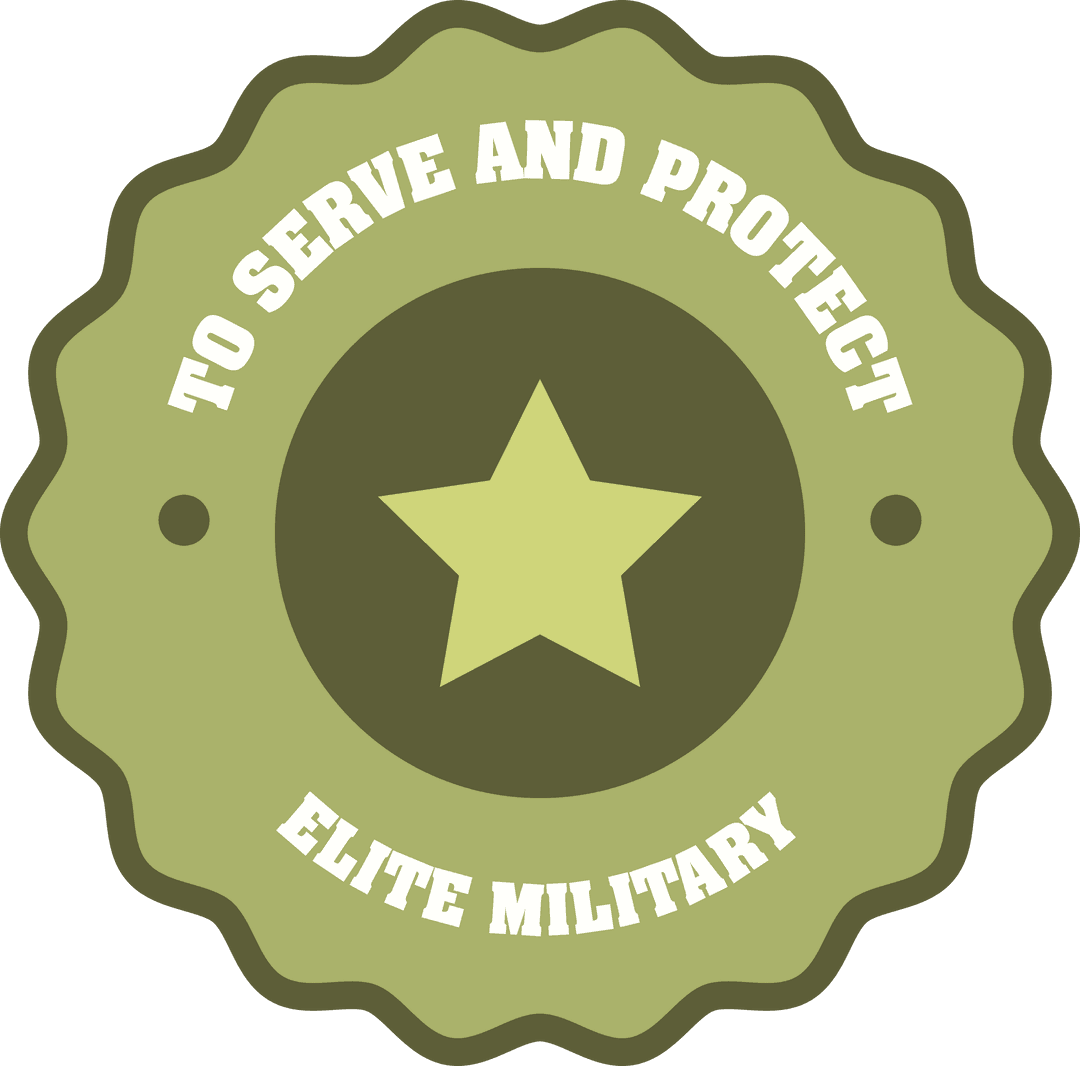 Green Badge with Transparent Background for Military Protection Concept
