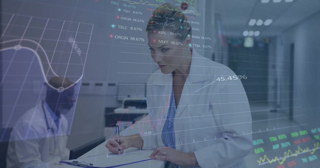 Medical Professional Analyzing Data in Clinical Environment