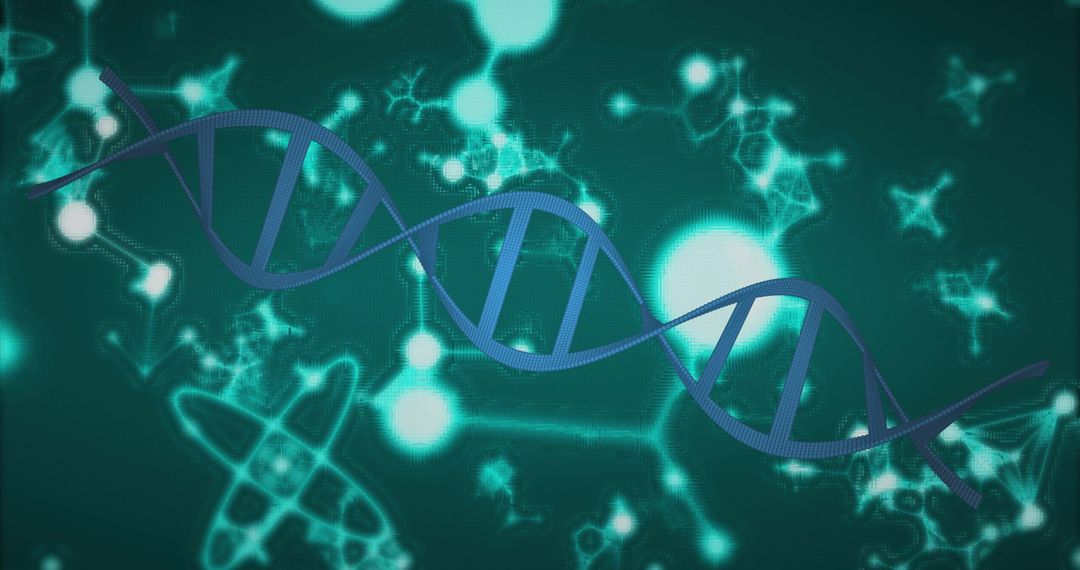 Digital DNA Strand on Molecular Background Conceptual Science