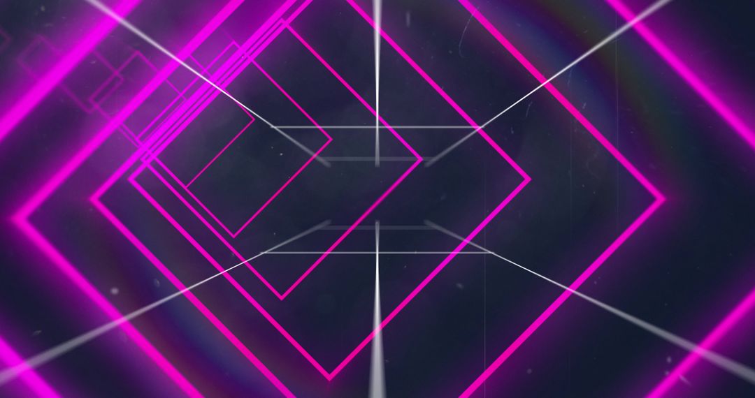 Futuristic Pink Neon Hexagon Tunnel with Space Elements