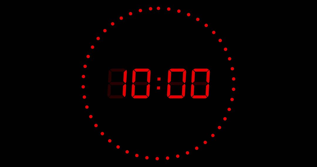 Digital Timer with Dotted Circle on Black Background