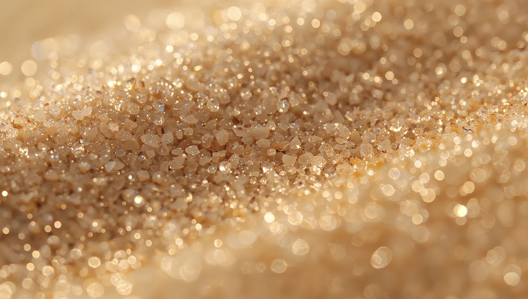 Sparkling Granulated Sugar in Macro with Shimmering Bokeh Effect